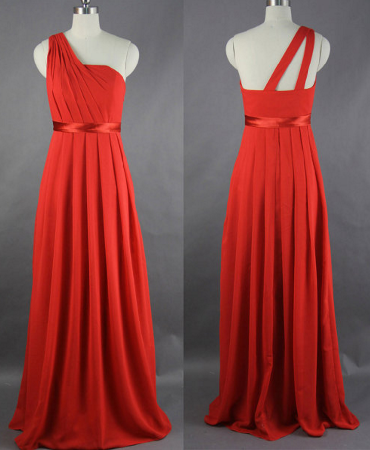 Red Prom Dress, One-shoulder A-line Prom Dresses,long Prom Dresses, Prom Dresses, Evening Dress Prom Gowns, Formal Women Dress,prom
