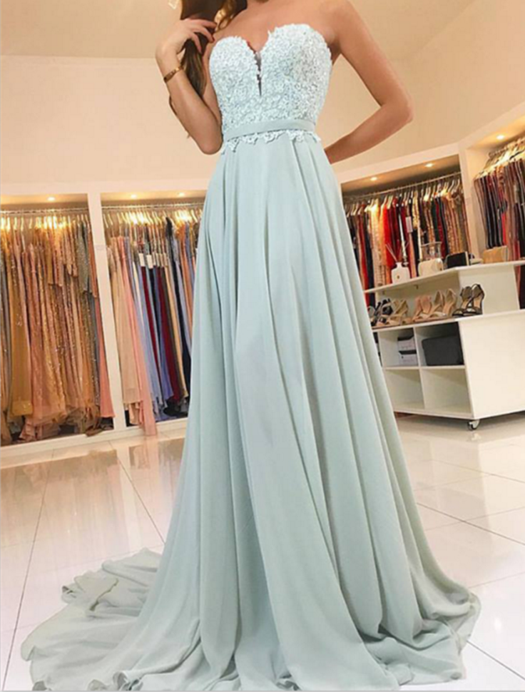 Light Sky Blue Prom Dresses Robe De Soiree A Line Chiffon Formal Women Evening Dress Long Party Gowns