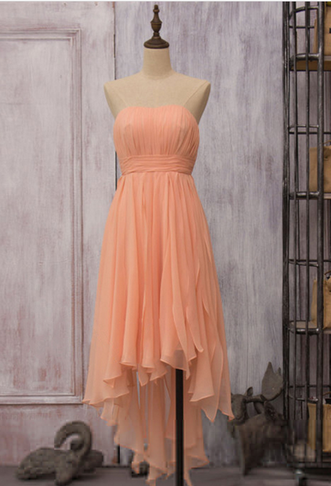 Asymmetrical High Low Orange Bridesmaid Dresses