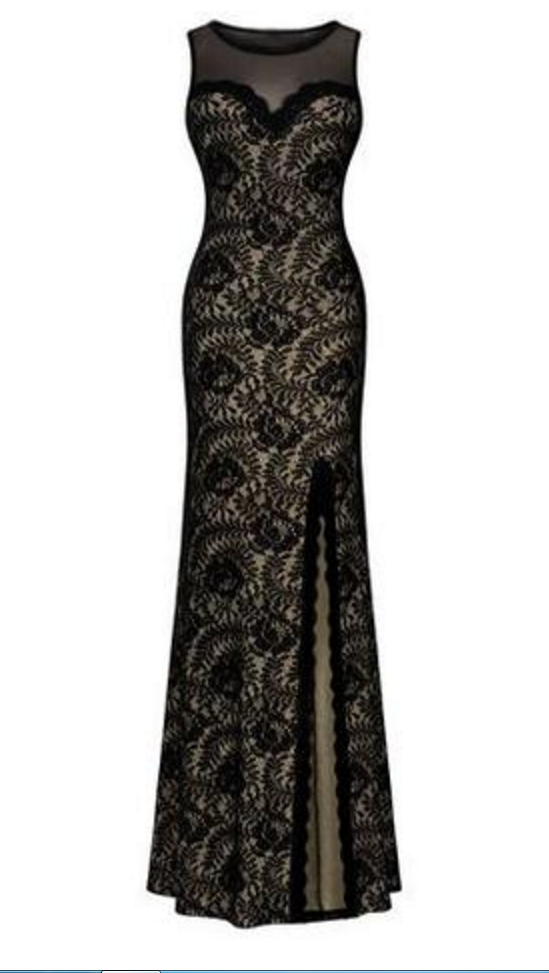 Sleeveless Long Black Lace Split Side Evening Formal Dress