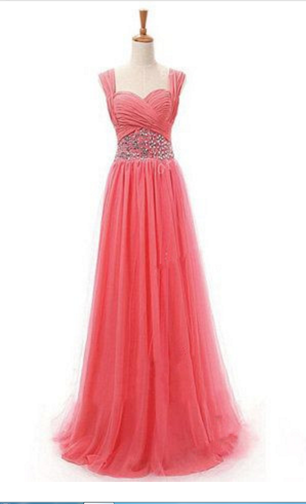 Coral Prom Dresses,sparkly Prom Dress,sparkle Prom Gown,bling Prom Dresses,straps Evening Gowns