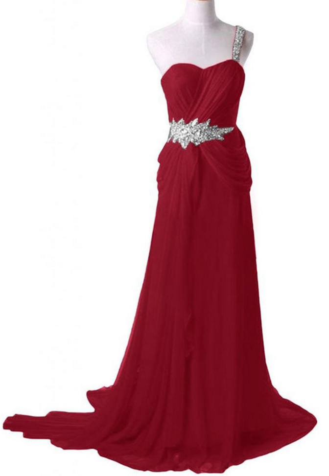 One Shoulder Burgundy Evening Dresses Long Elegant Prom Dress Robe De Soiree Formal Gowns