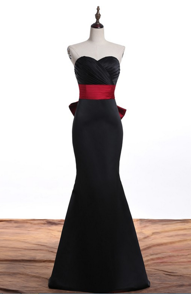 Long Party Dress Red Ribbon Black Small Love Dress Party Dress Party Dress Mermaid Holiday Dress