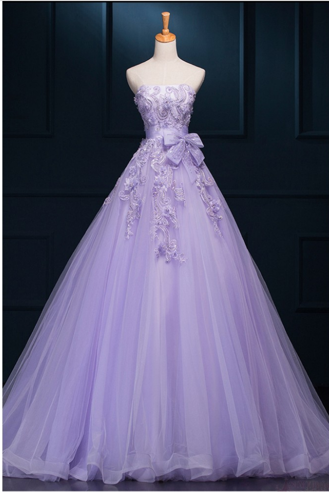 Lilac Prom Dress,applique Prom Dress,beaded Prom Dress,fashion Prom Dress,sexy Party Dress, Style Evening Dress