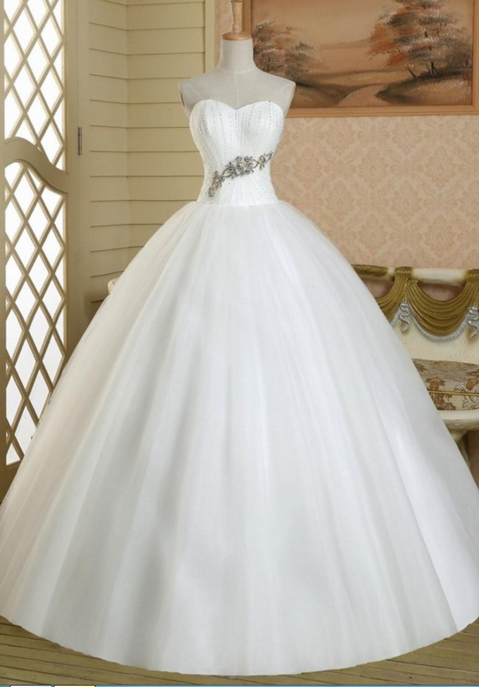 Sparkling Crytal Beaded Princess Ball Gown Wedding Dress Prom Bridal Dresses