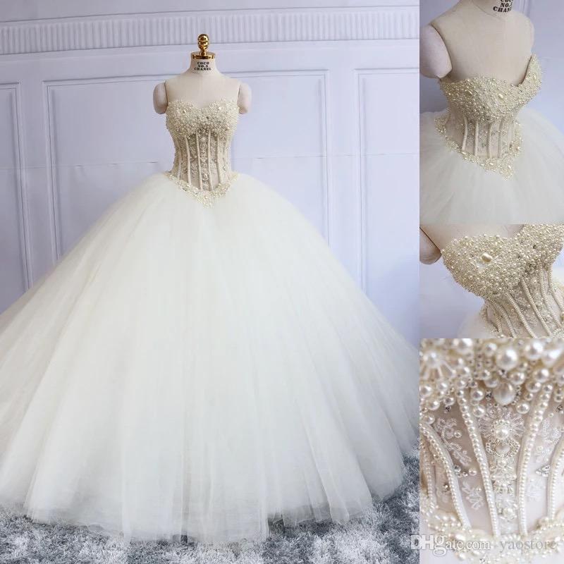 Luxury Wedding Dress, Ball Gown Wedding Dresses.with Pearls Bridal ...
