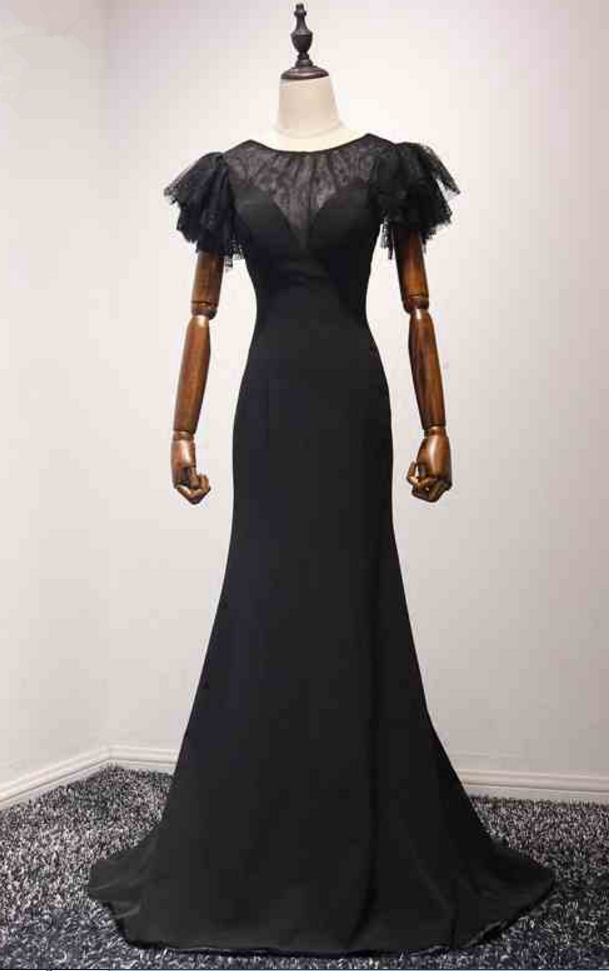 Black Real Sexy Dress Pearl Illusion Of Formal Evening Dress Photo Attractive Prom Dress