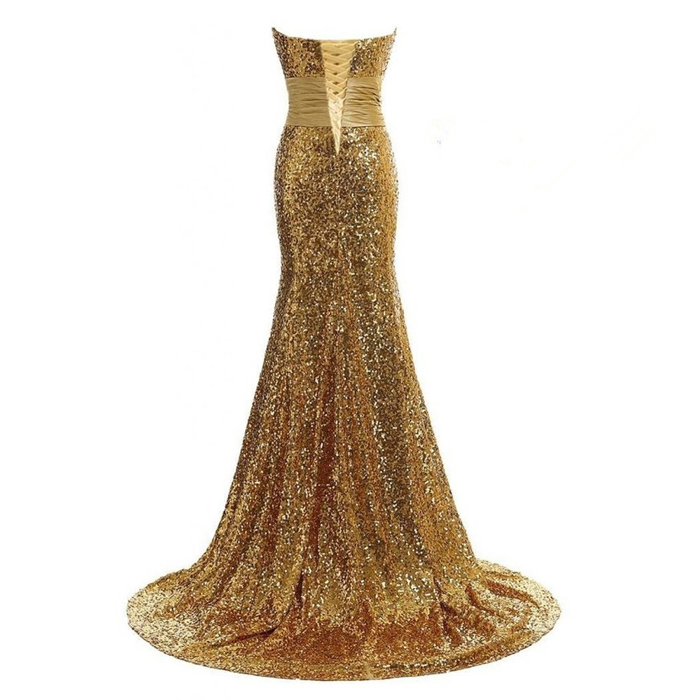 Sparkly Gold Bridesmaid Dress,floor Length Mermaid Gold Bridesmaid ...
