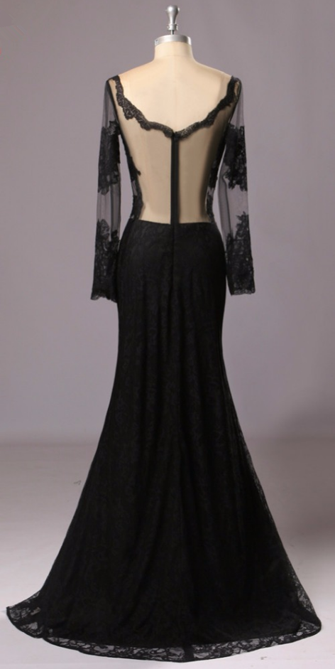 sheer lace evening gown
