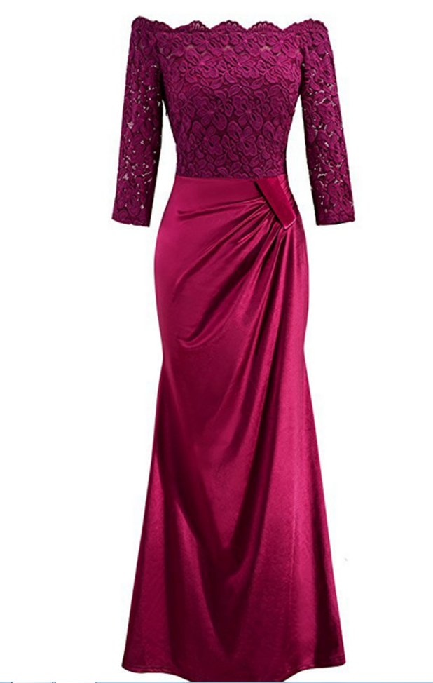 Women Use Purple Autumn Beautiful Long Dress, Evening Long Lace Evening