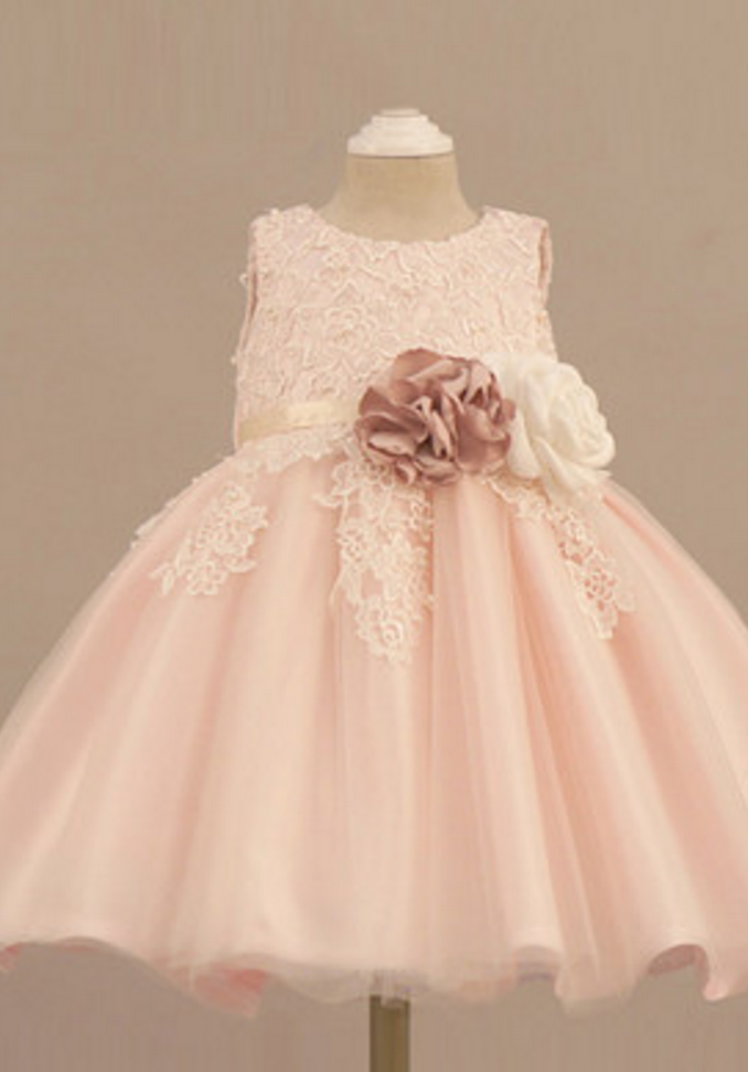 light pink flower prom dress