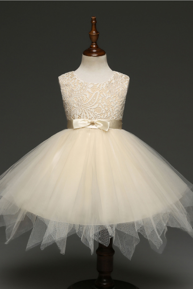 Princess Lace Flower Girl Dress Kids Children Clothes Christmas Tutu Party Perform Prom Gown As Pic