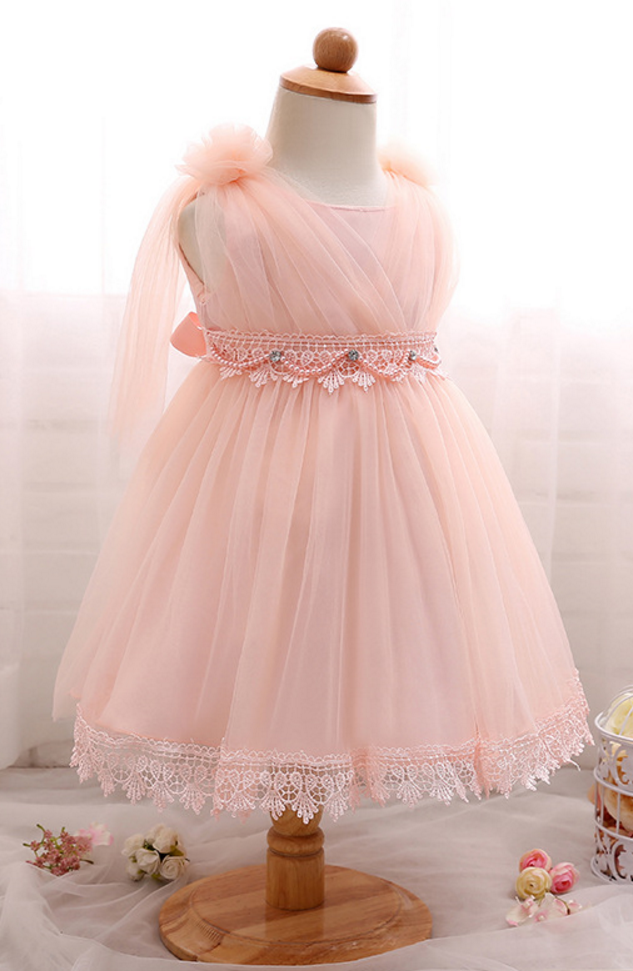 Baby Toddler Girl 1 Year Birthday Party Dress Summer Baby Girl Clothes Infant Christening Gowns Baptism Dress For Girl Pink