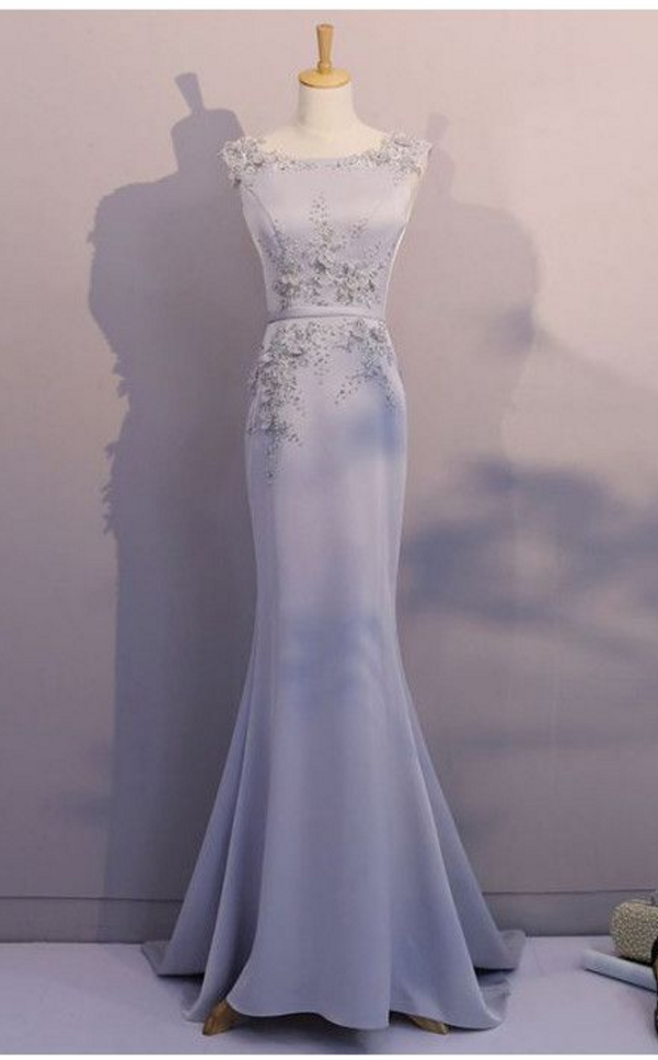 Silver Gray Long Prom Dress, Formal Evening Dress, Women Dress