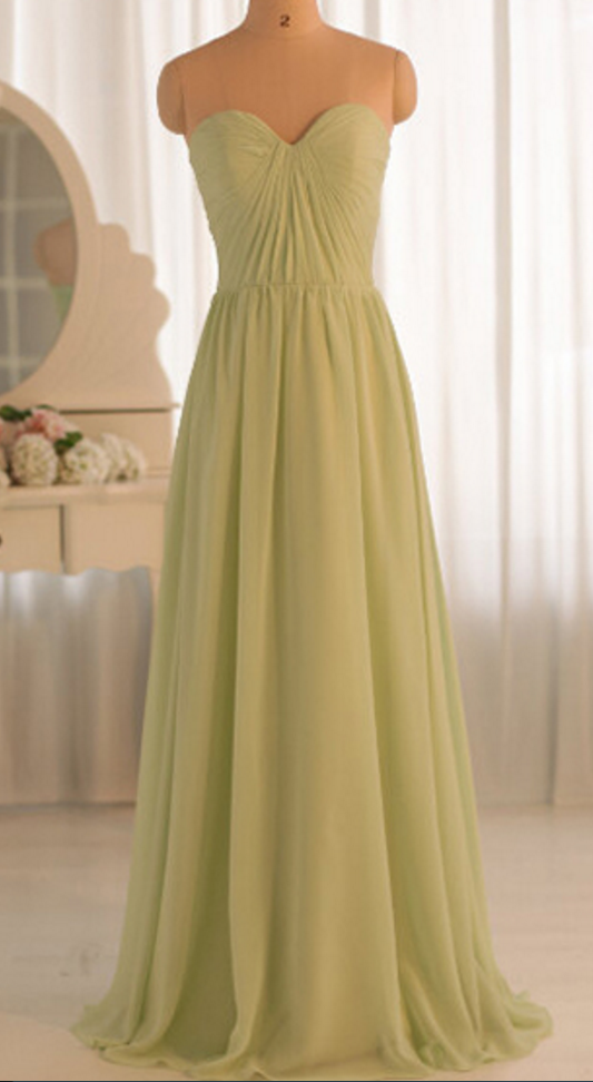 Chiffon Ruched Sweetheart Floor Length A-line Formal Dress, Prom Dress, Bridesmaid Dress