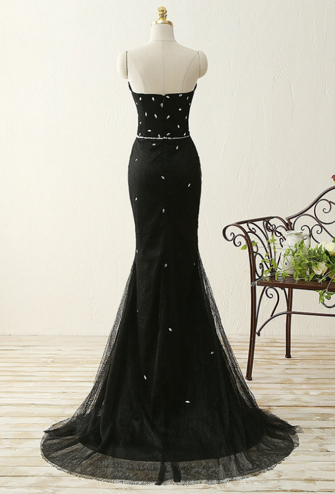 Black Beading Sweetheart Mermaid Tulle Prom Dresses On Luulla