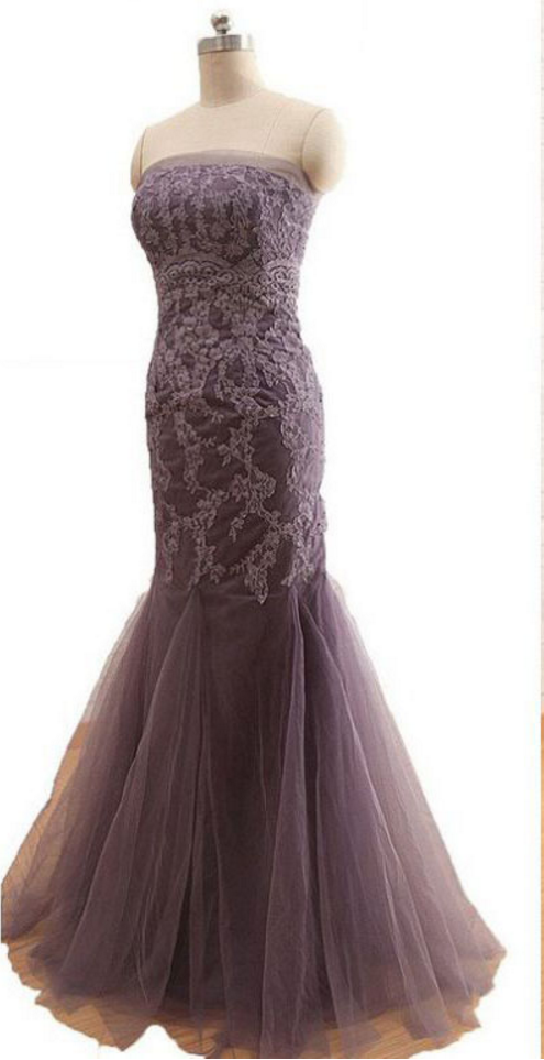 Floor-length Lace Sheath Sleeveless Zipper Tulle Strapless For Evening Customized Dresses