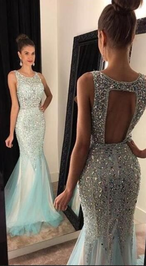 Fashion Prom Dresses,prom Dress,tulle Formal Gown,backless Prom Dresses,sparkle Evening Gowns,tulle Formal Gown For Teens , Customize Made
