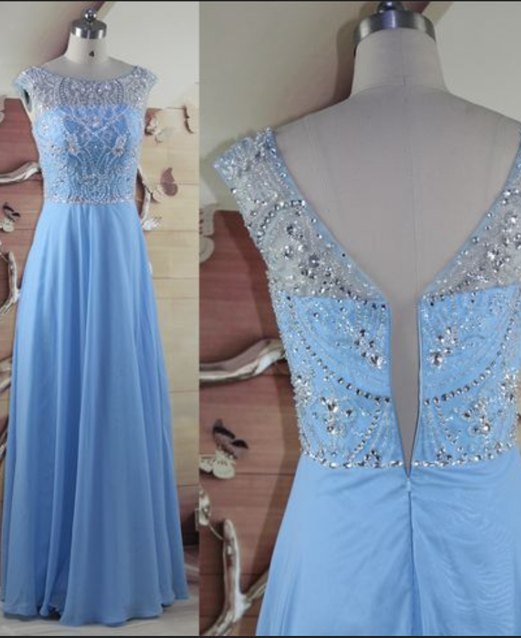 Blue Prom Dress,chiffon Prom Dresses,evening Formal Dress,evening Gown