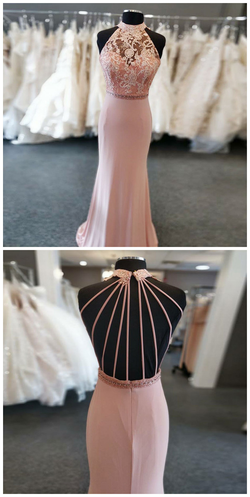 Hot Pink Mermaid Formal Gown, Sweep Train Prom Dress  c2845