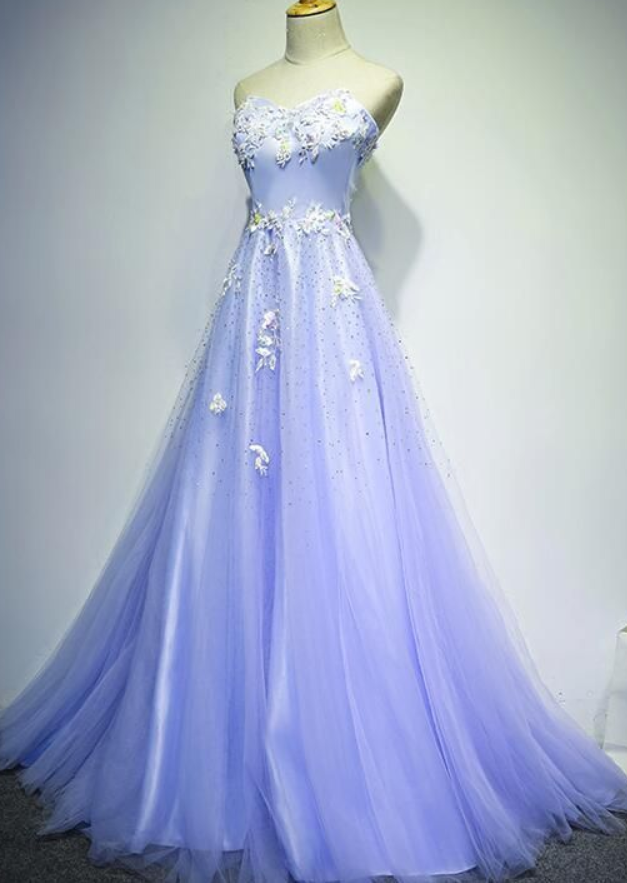 Gorgeous Light Blue Elegant Princess Prom Dress, Tulle Junior Prom Dress