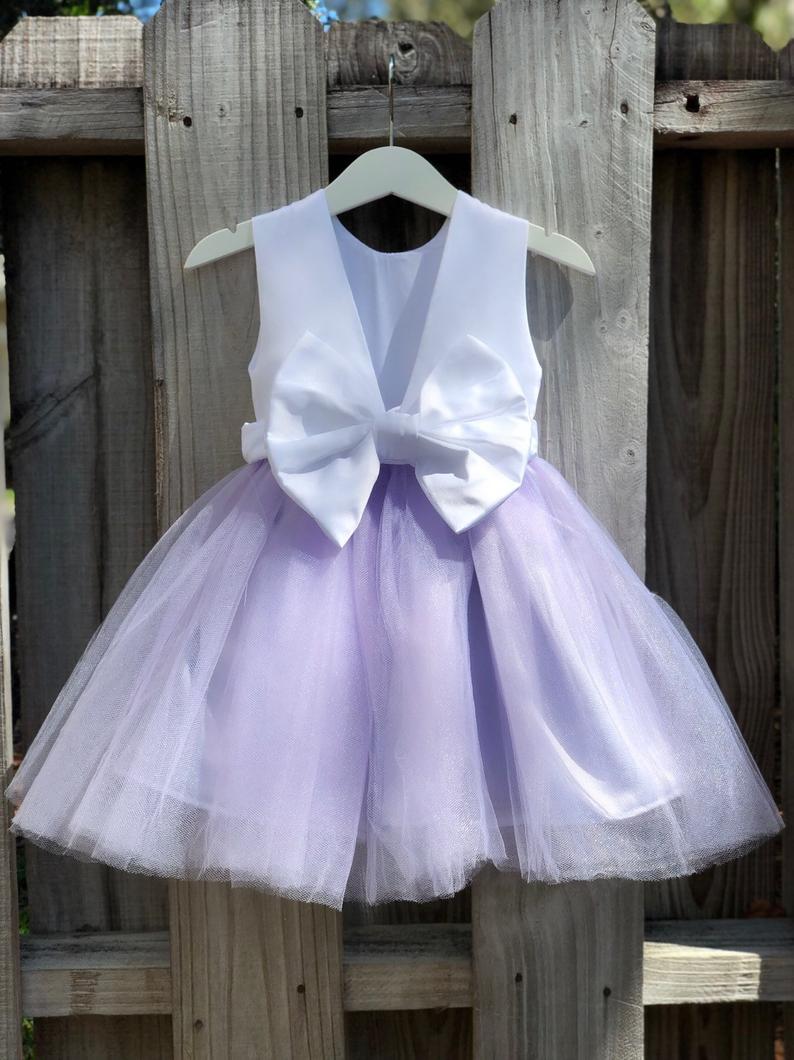 Lilac Flower Girl Dress, Lilac Flower Girl Dress Elegant Satin Tulle ...