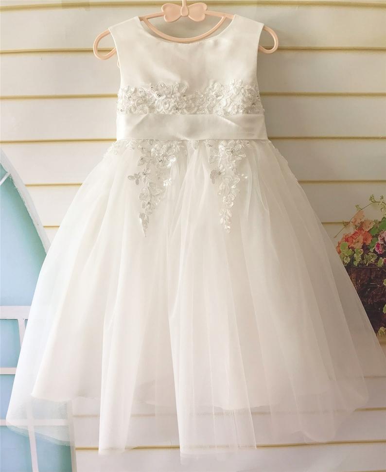 ivory flower girl dresses Cute Ball Gown Gold and Ivory Flower Girl Dress – FancyVestido