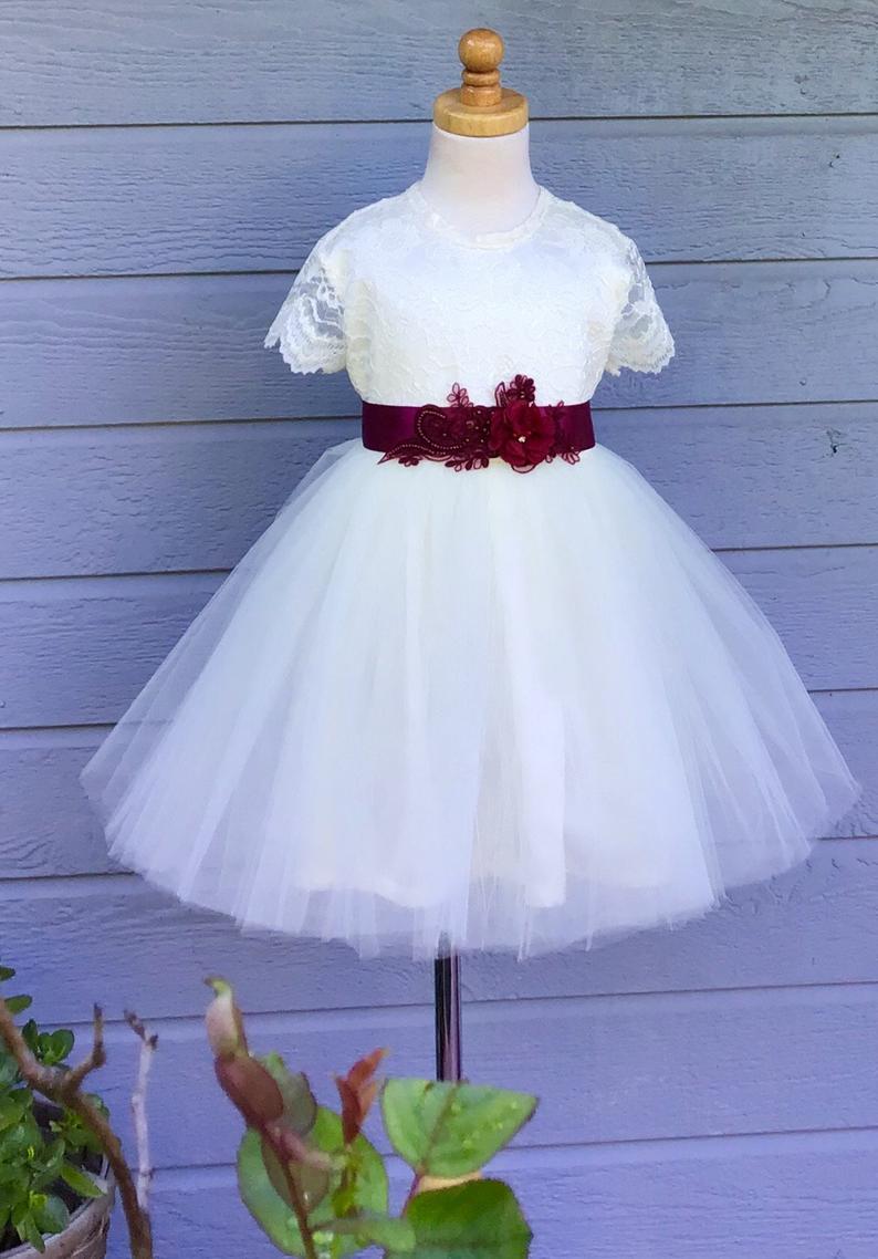 Ivory Lace Flower Girl Dress,lace Flower Girl Dress,ivory Tulle Lace Dress,country Weddings,rustic Wedding Flower Girl Dress