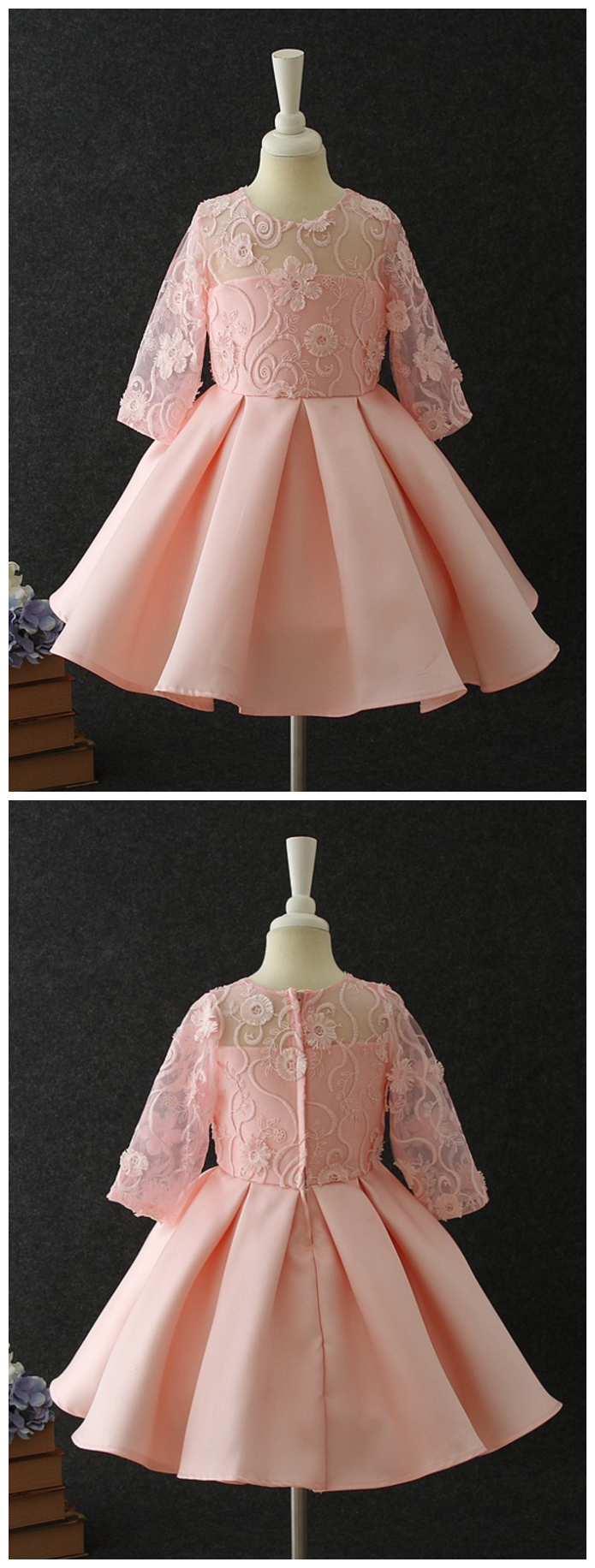 Lace Girls Stage Dress Mid-sleeve Princess Lace Dress High Quality Flower Girl Dress