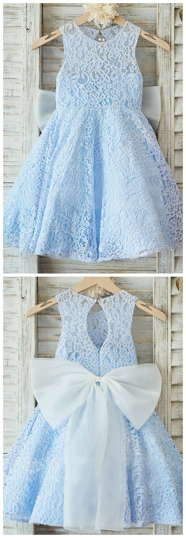 Adorable Blue Flower Girl Dresses Lace Appliques Toddler Infant Tea Length Kids Birthday Christmas Dress Girls Wedding Party Gowns