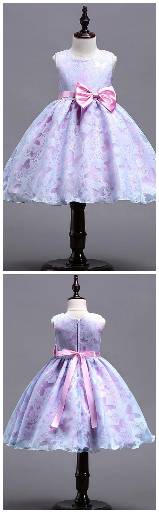 Printed Cloth Jewel Neckline Ball Gown Flower Girl Dress