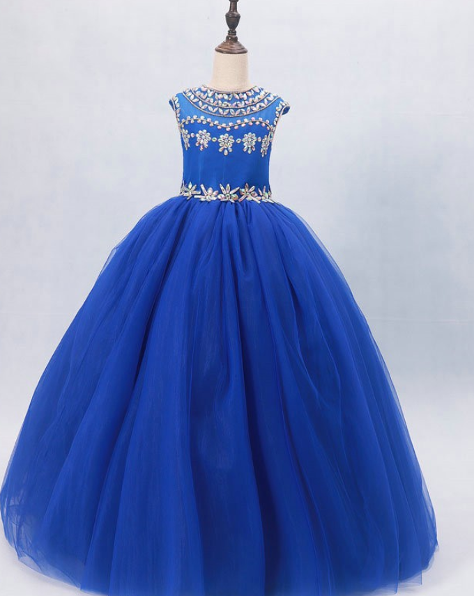 Royal Blue Pageant Dresses For Girls,crystal Pageant Dress Girls,toddler Pageant Dress,ball Gowns Flower Girl Dresses