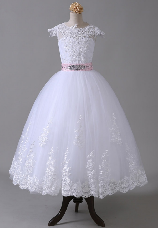 Flower Girl Dresses ,For Weddings Ball Gown ,Cap Sleeves Tulle ...