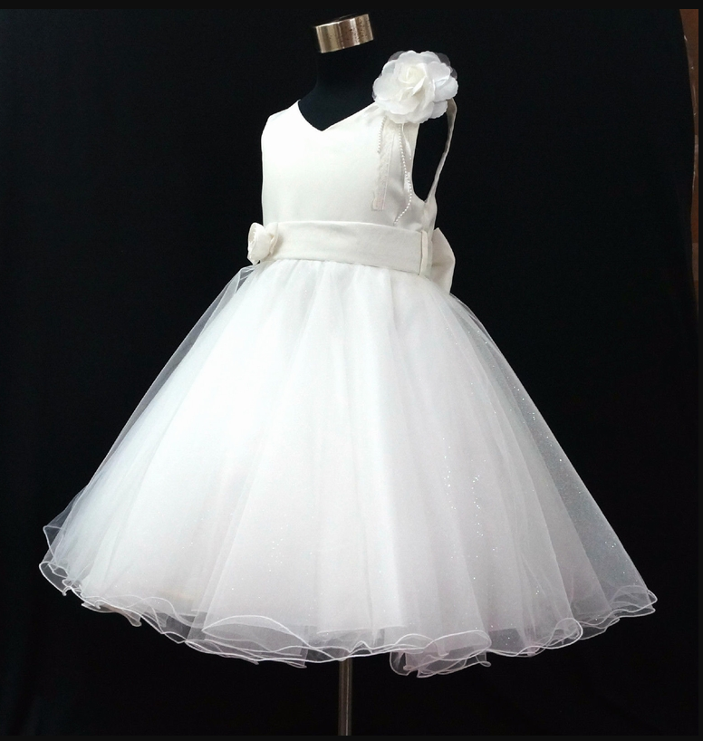 Formal Tea Length Flower Girl Dresses Children Birthday Dress Tulle Kids Wedding Party Dresses Fg19