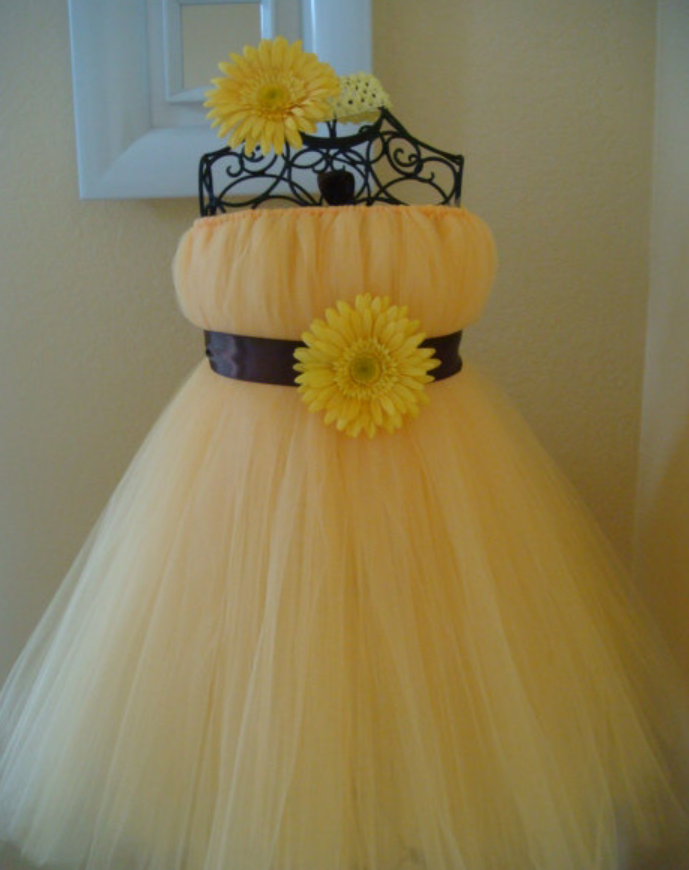 slim fit dress slacks Gold Princess Flower Girl Dress with Headband 9-12 Months / Champagne main image 0