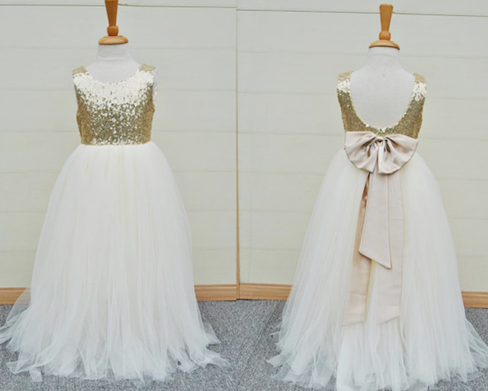 Floor Length Flower Girl Dresses Children Birthday Dress Golden Sequin Kids  Wedding Party Dresses 10 on Luulla