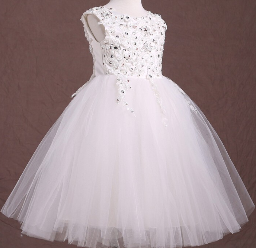 Fashion Ball Gown Applique Beading Flower Girl Dresses Children Birthday Dress Kids Wedding Party Dresses Wlj123