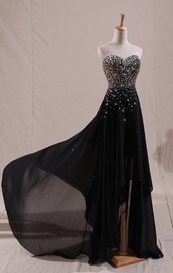 Black Prom Dresses, Sweetheart Prom Dresses, Beading Prom Dresses