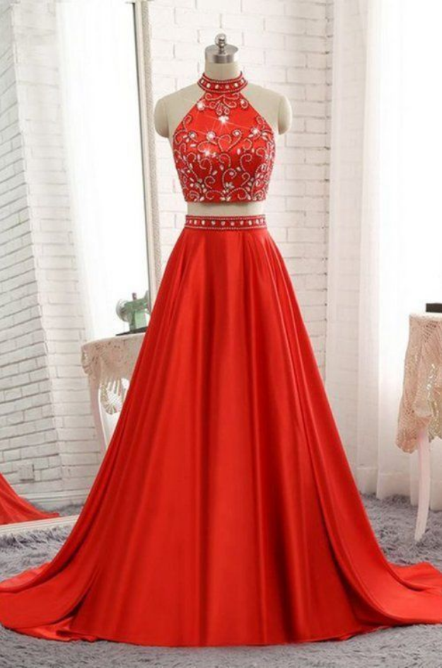 Silver Formal Dresses, Long Prom Dresses, High Neck Gray Party Gowns, Fashion Tulle Beading Prom Dresses