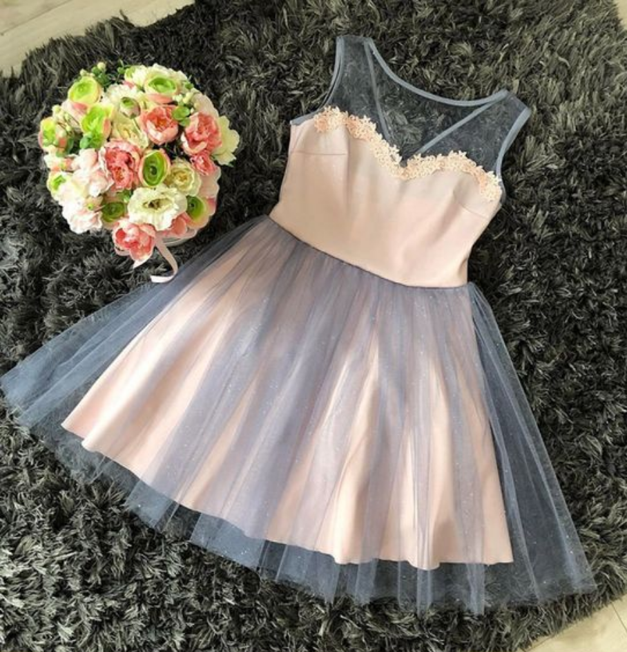 Niulatu A Line Tulle Short Birthday Outfits Pink Homecoming Dress HZ1110