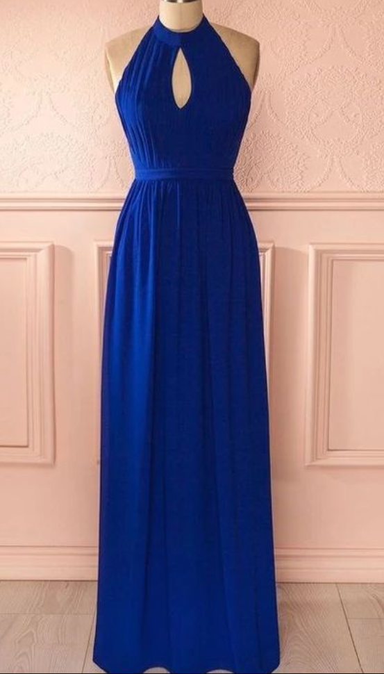 Royal Blue Long Prom Dresses Simple Evening Dresses A-line Formal Dresses