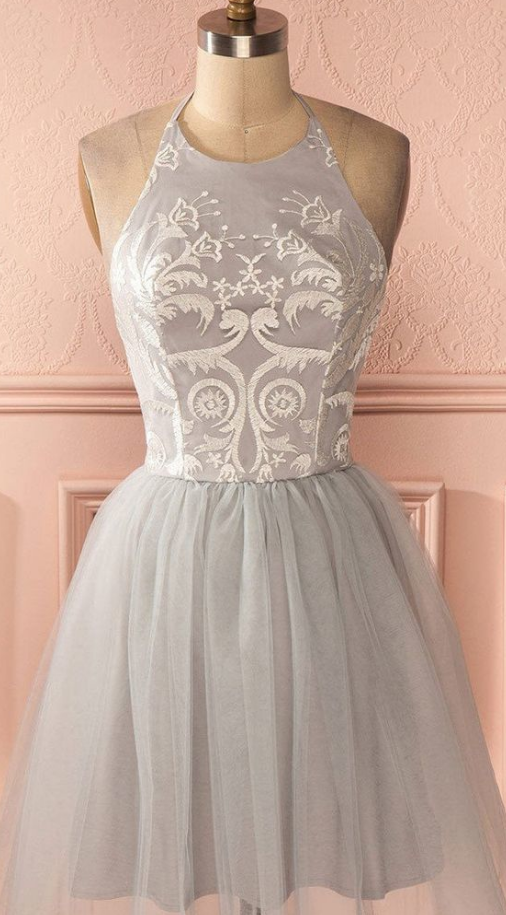 Sleeveless Silver Prom Homecoming Dresses Distinct Short A-line/princess Pleated Backless Dresses