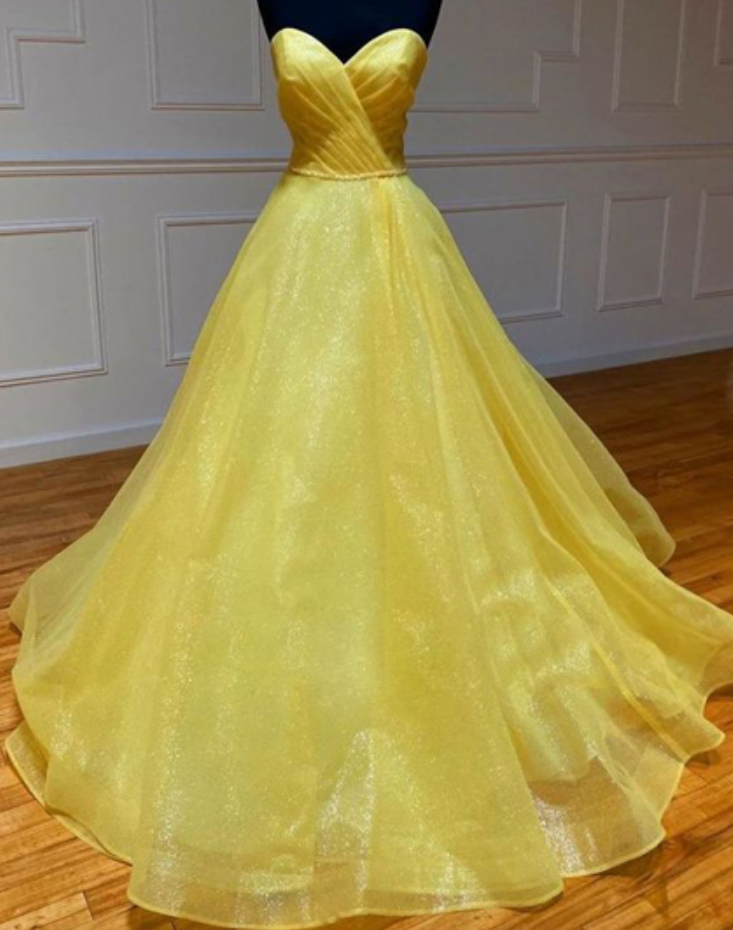open lace back dress Mermaid Sweetheart Yellow Simple Tight Modest Formal Prom Dresses PD20   SposaBridal
