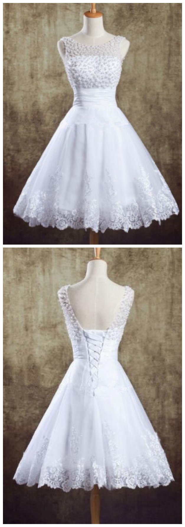 Short Classic Wedding Bridesmaid Dress Hand-beaded Lace Applique Short Bridal Gown