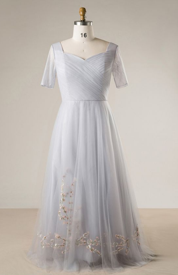 slim fit dress slacks Plus Size Grey Glitter Tulle Beaded Lace A-Line Formal Gown