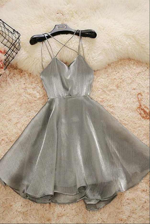 white christmas dresses Short V Neck Light Yellow Pretty Homecoming Dress with Lace main image 1