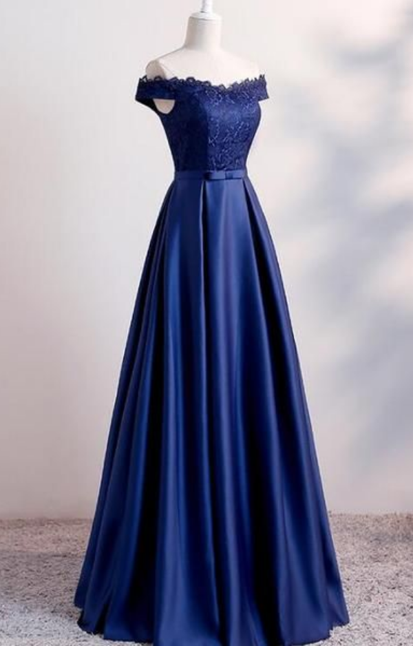 blue dress for baby girl Linka Off-Shoulder Tie Back Midi Dress Navy main image 0
