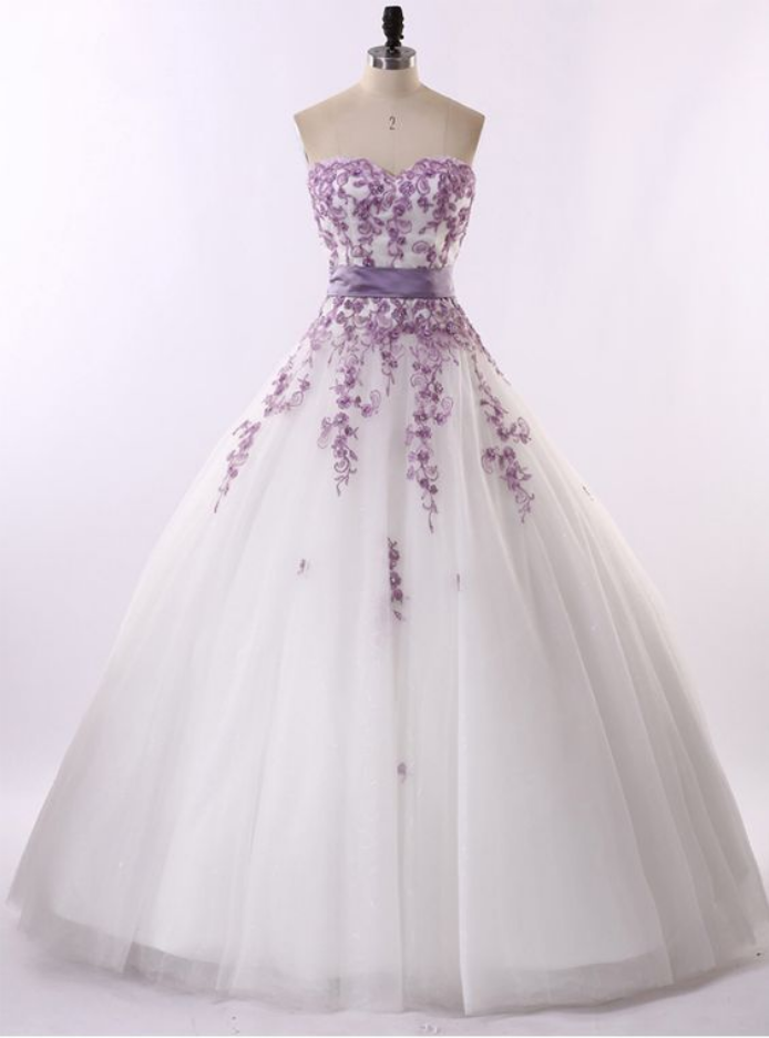 Sashes Strapless Appliques Ball Gown Wedding Dress