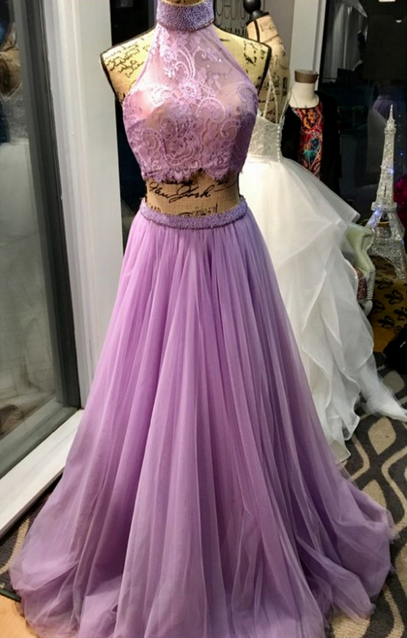 2 Pieces Prom Dress,long Chiffon Prom Dress,beaded Prom Dress, Long Prom Dress, Evening Dress