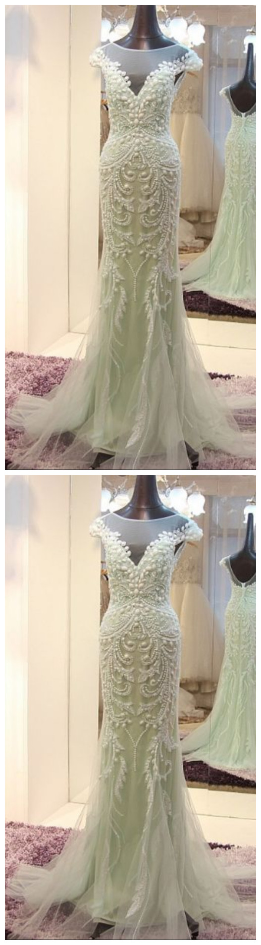 Mermaid Ivory Prom Dress,long Prom Dresses,charming Prom Dresses,evening Dress, Prom Gowns, Formal Women Dress,prom Dress
